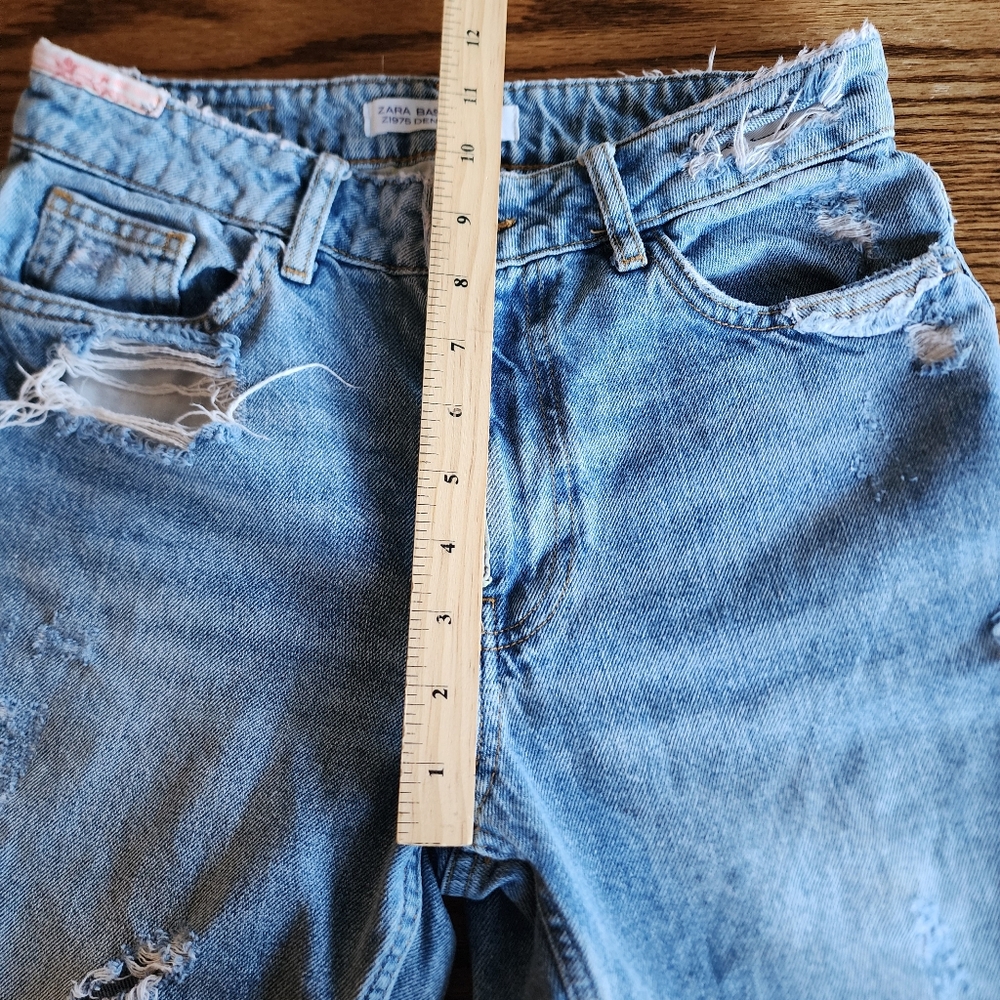 Zara Distressed Destroyed Patchwork Denim Jeans S… - image 6